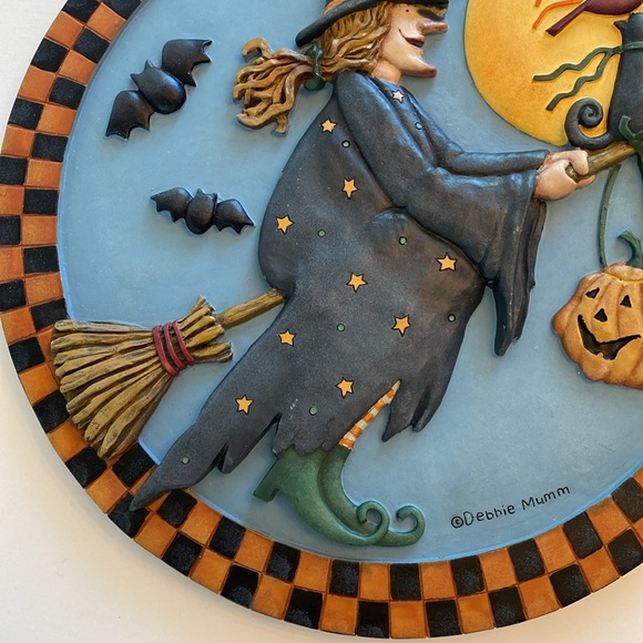 Halloween Debbie Mumm Broomhilda 3D Wall Plaque Halloween Witch 2001 12'' Rare - Picture 8 of 12